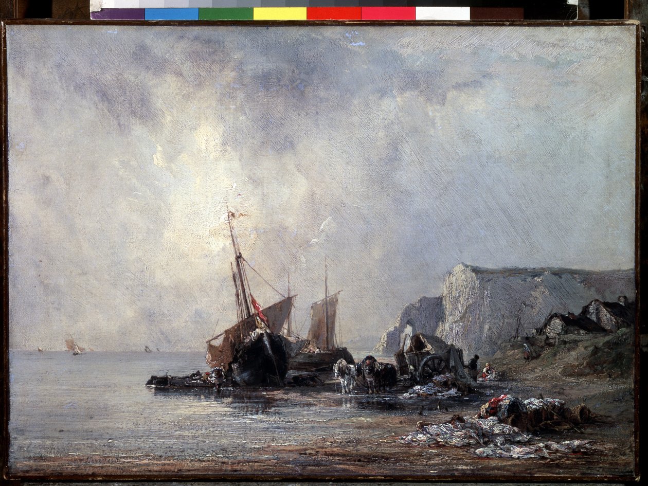 Boote an der Küste der Normandie von Richard Bonington