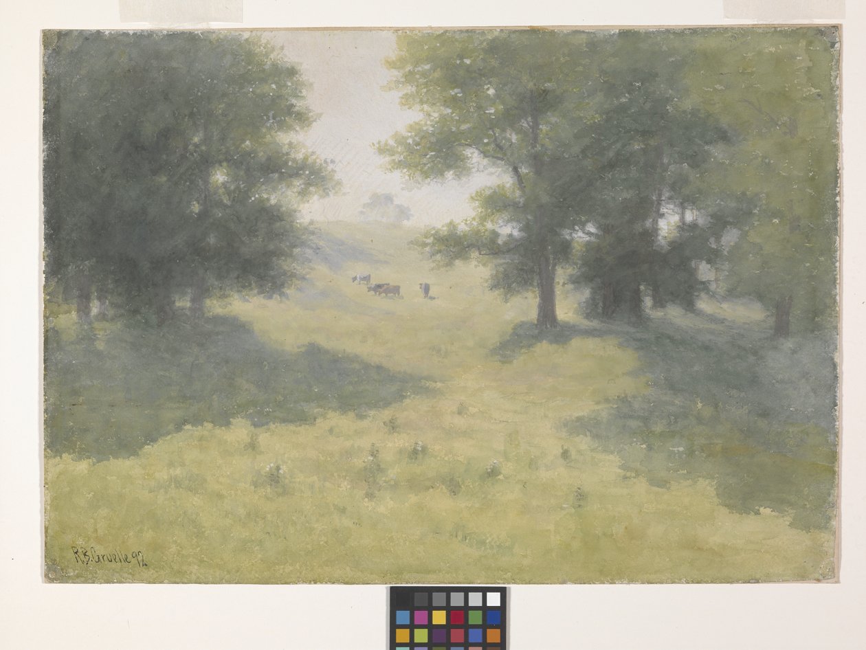 Landschaft mit Kühen und Hügel von Richard Buckner Gruelle