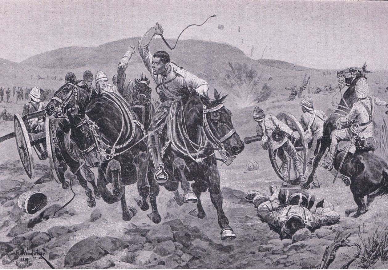 Feldartillerie tritt in Aktion (Lithographie) von Richard Caton II Woodville
