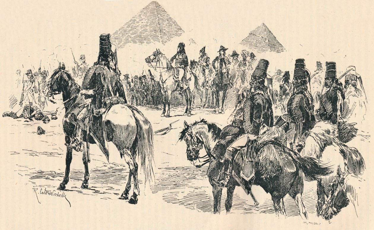 Napoleon Buonaparte in der Schlacht bei den Pyramiden, 1798, 1884 von Richard Caton II Woodville