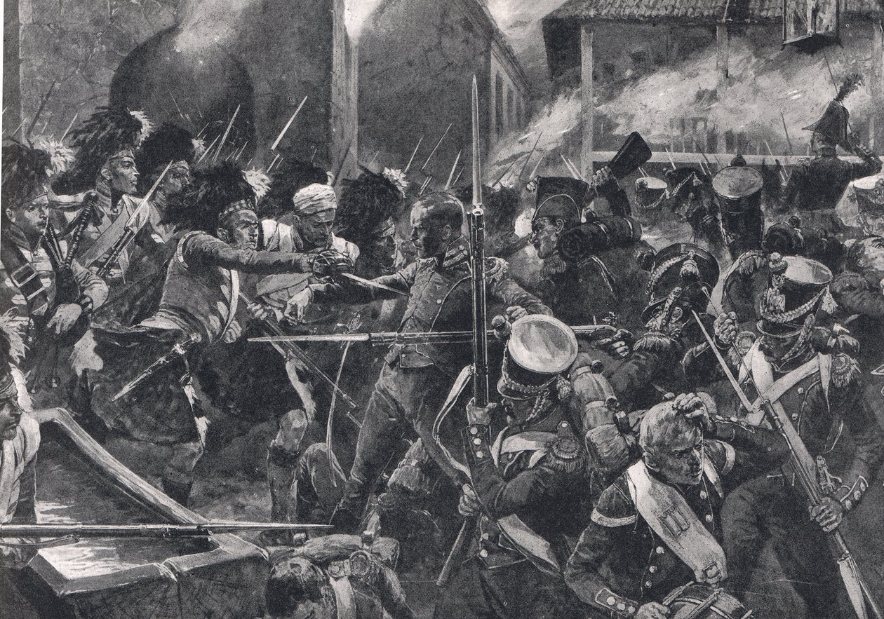 Die 42. Highlander vertreiben die Franzosen aus Elvina, Illustration aus 