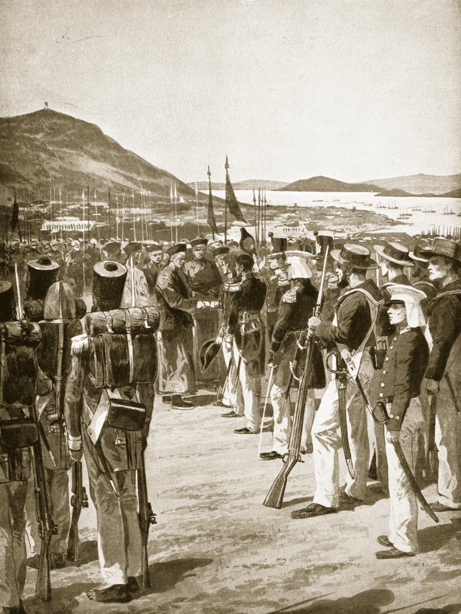 Die Abtretung von Hongkong an die Briten, 1841, Illustration aus 