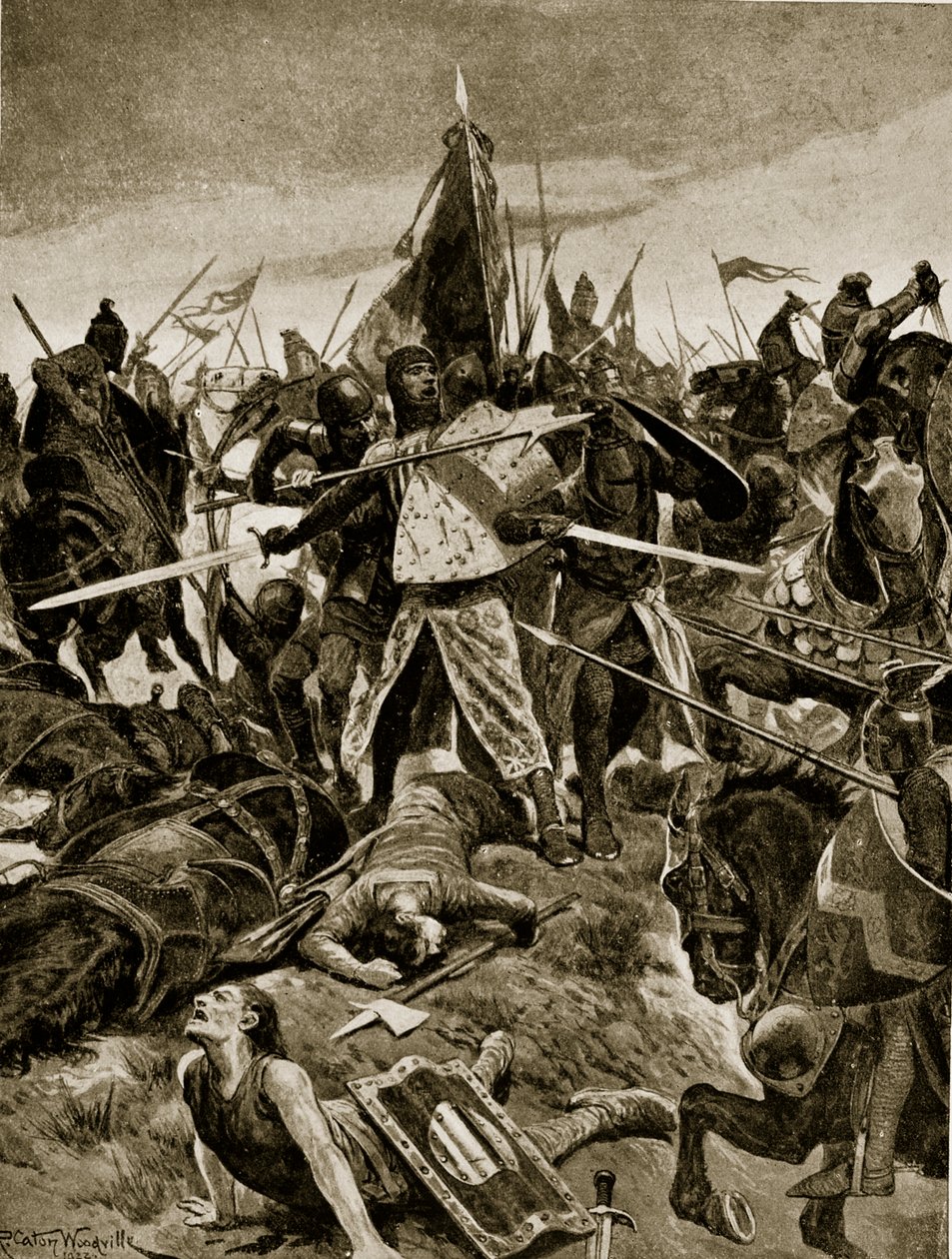 Der letzte Widerstand von De Montfort in Evesham, Illustration aus 