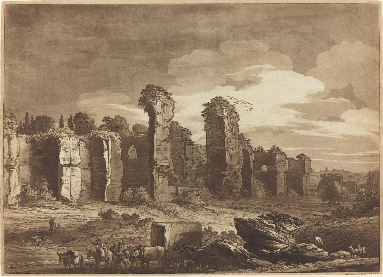 Ansicht der Überreste der Caracalla-Thermen, vom Jesuitengarten in Rom aus gesehen von Richard Cooper II