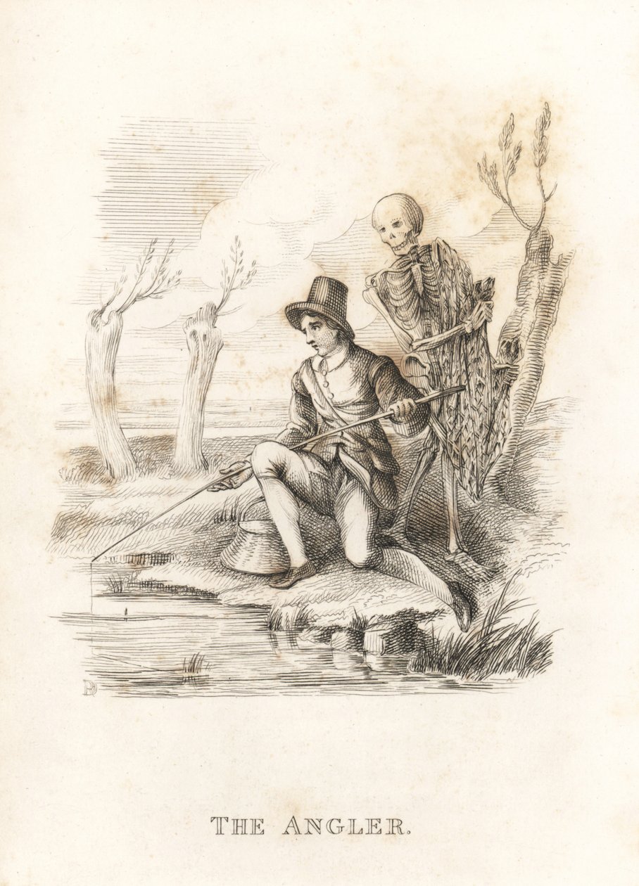 Das Skelett des Todes und der Angler (1827, Gravur) von Richard Dagley