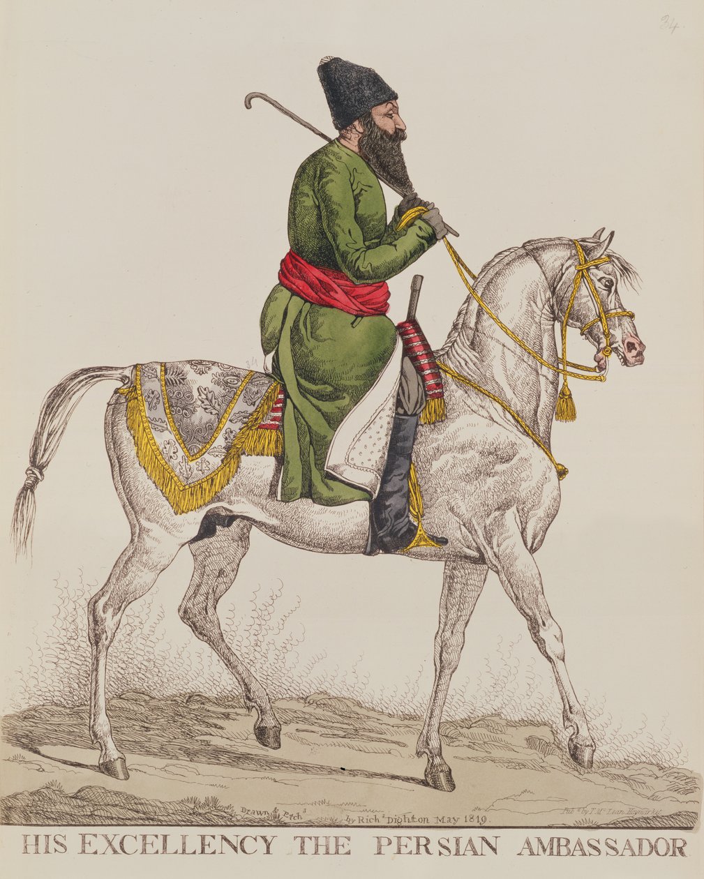 Seine Exzellenz der persische Botschafter Mirza Abul Hassan Khan während seines zweiten Botschafterbesuchs in London, 1819 (Druck) von Richard Dighton