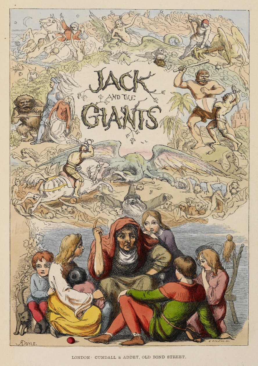 Illustrierte Titelseite, die eine alte Person zeigt, die Kindern Geschichten erzählt. von Richard Doyle