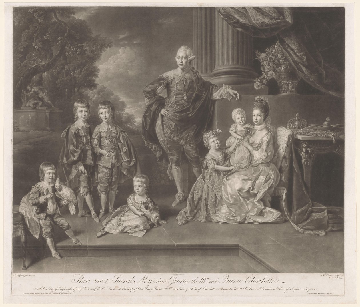 Porträt von George III., König des Vereinigten Königreichs, und seiner Familie von Richard Earlom