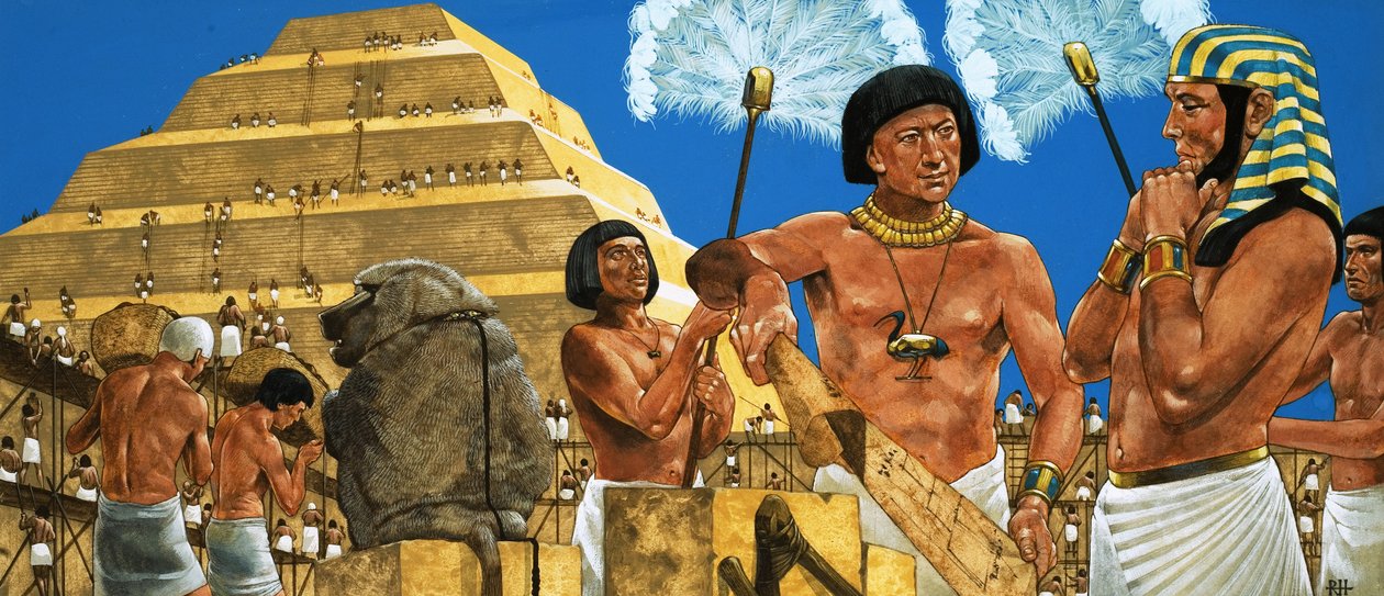 Imhotep, der Astronom und Architekt, mit dem Pharao Zoser von Richard Hook
