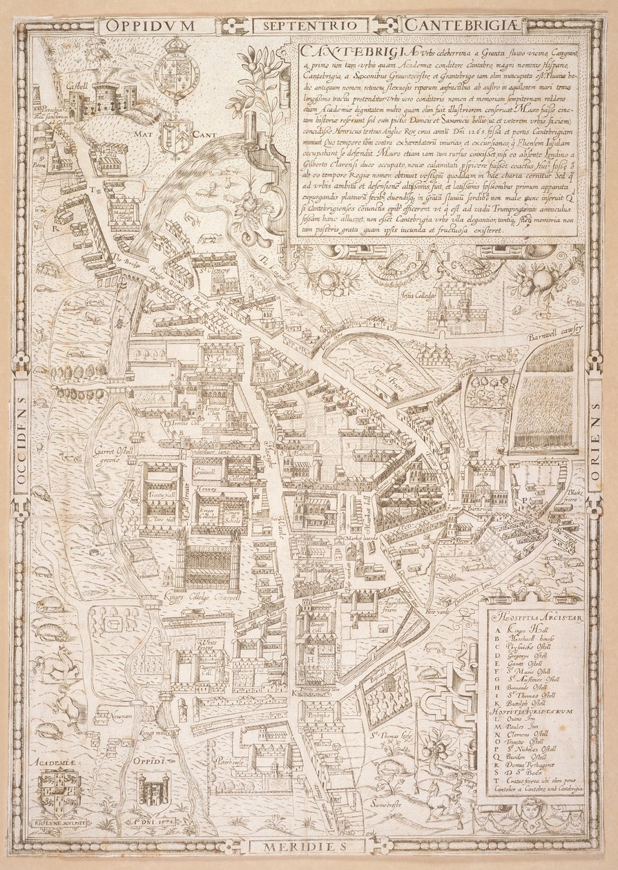 Karte von Cambridge, aus Caius 
