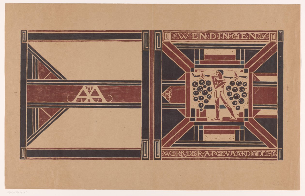 Umschlagentwurf für: Wendingen, 1921 von Richard Nicolaüs Roland Holst (signed by artist)
