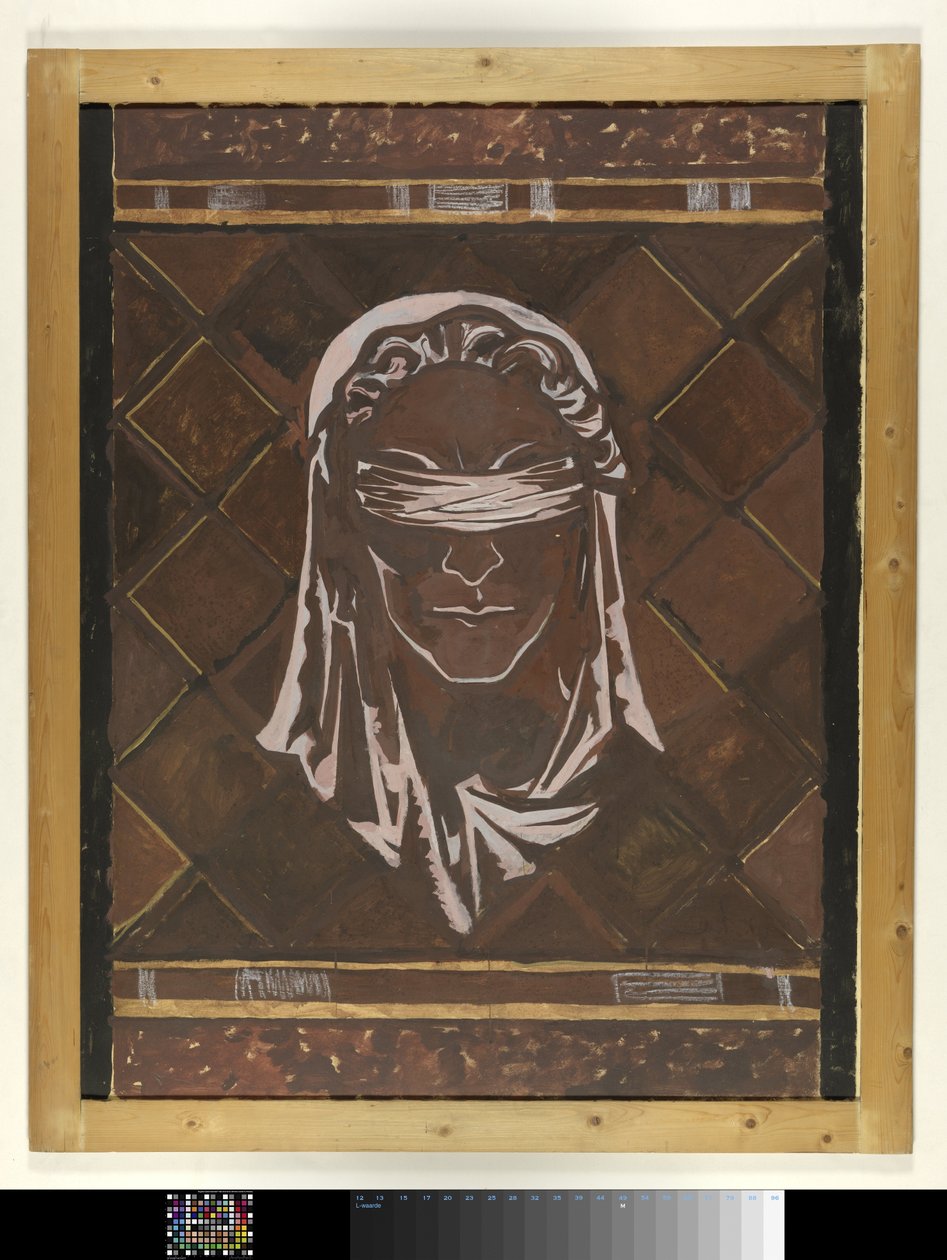 Kopf der blinden Justitia; Entwurf für Figur der Marmordekoration im Obersten Gerichtshof in Den Haag von Richard Nicolaüs Roland Holst