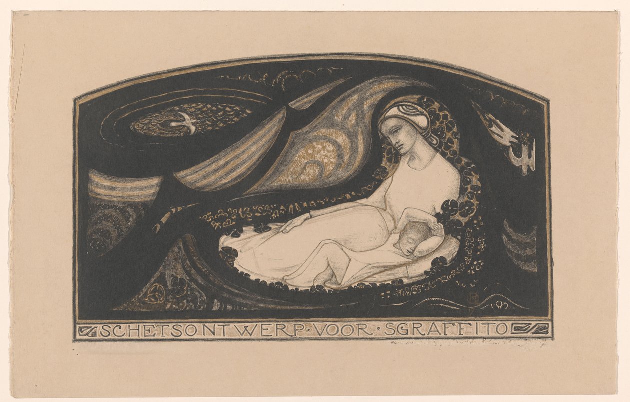 Liegende Frau und Kind von Richard Nicolaüs Roland Holst