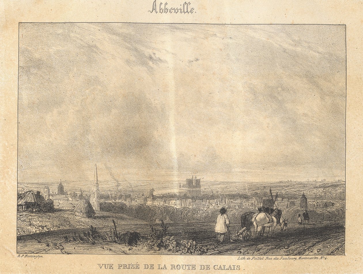 Abbeville - Ansicht von der Straße nach Calais von Richard Parkes Bonington