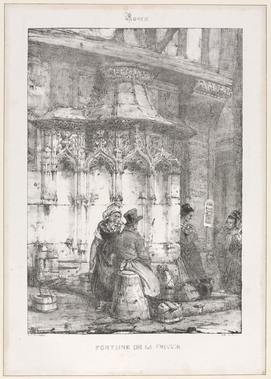 Architektonische Überreste und Fragmente: Rouen - Fontaine de la Crosse von Richard Parkes Bonington