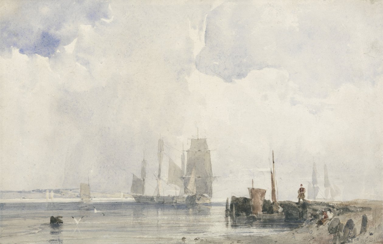 Schiffe auf einem Ästuar von Richard Parkes Bonington