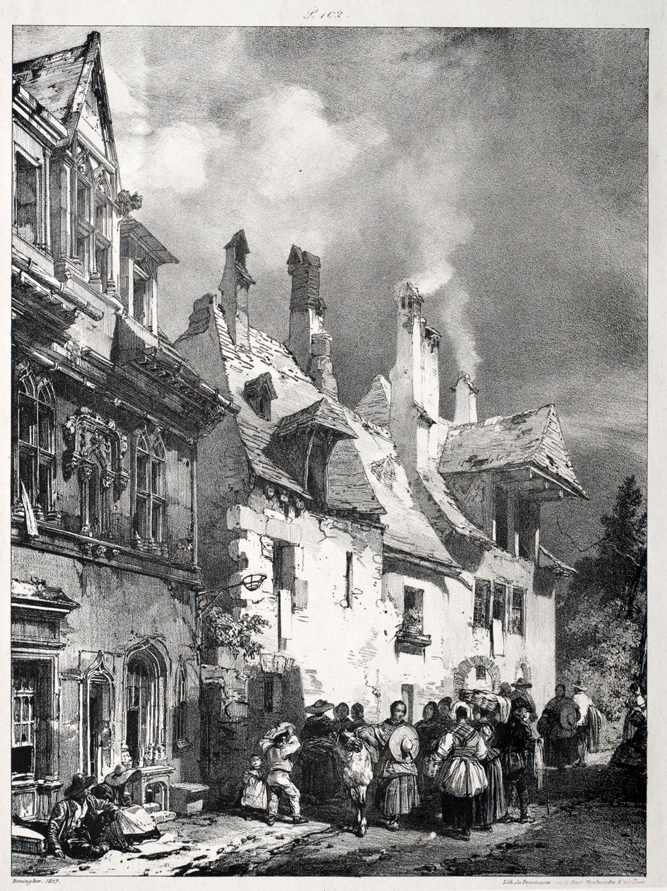 Straße am Stadtrand von Besançon, Frankreich, 1827 von Richard Parkes Bonington