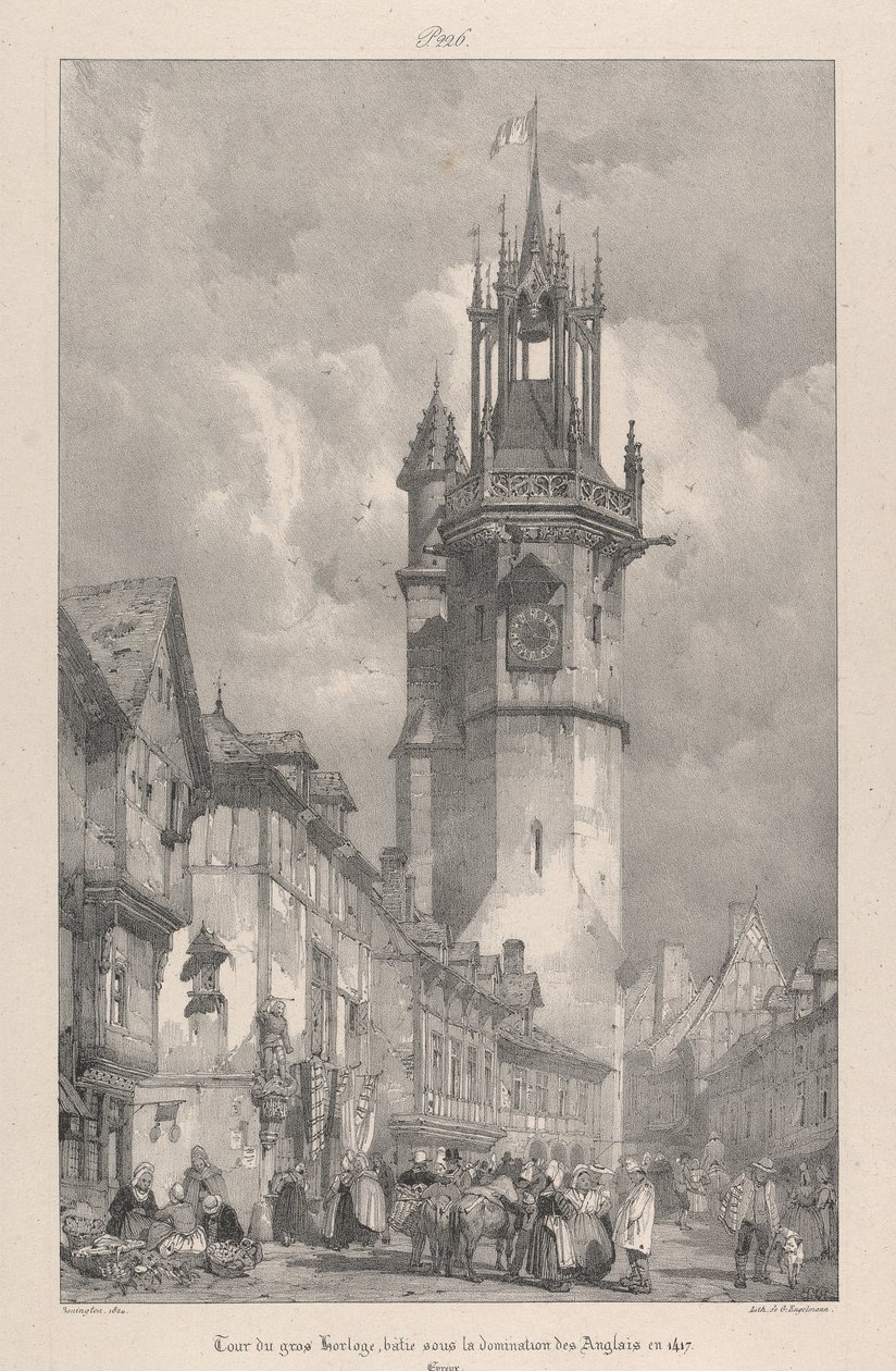 Tour du Gros Horloge, erbaut unter der Herrschaft der Engländer im Jahr 1417 von Richard Parkes Bonington