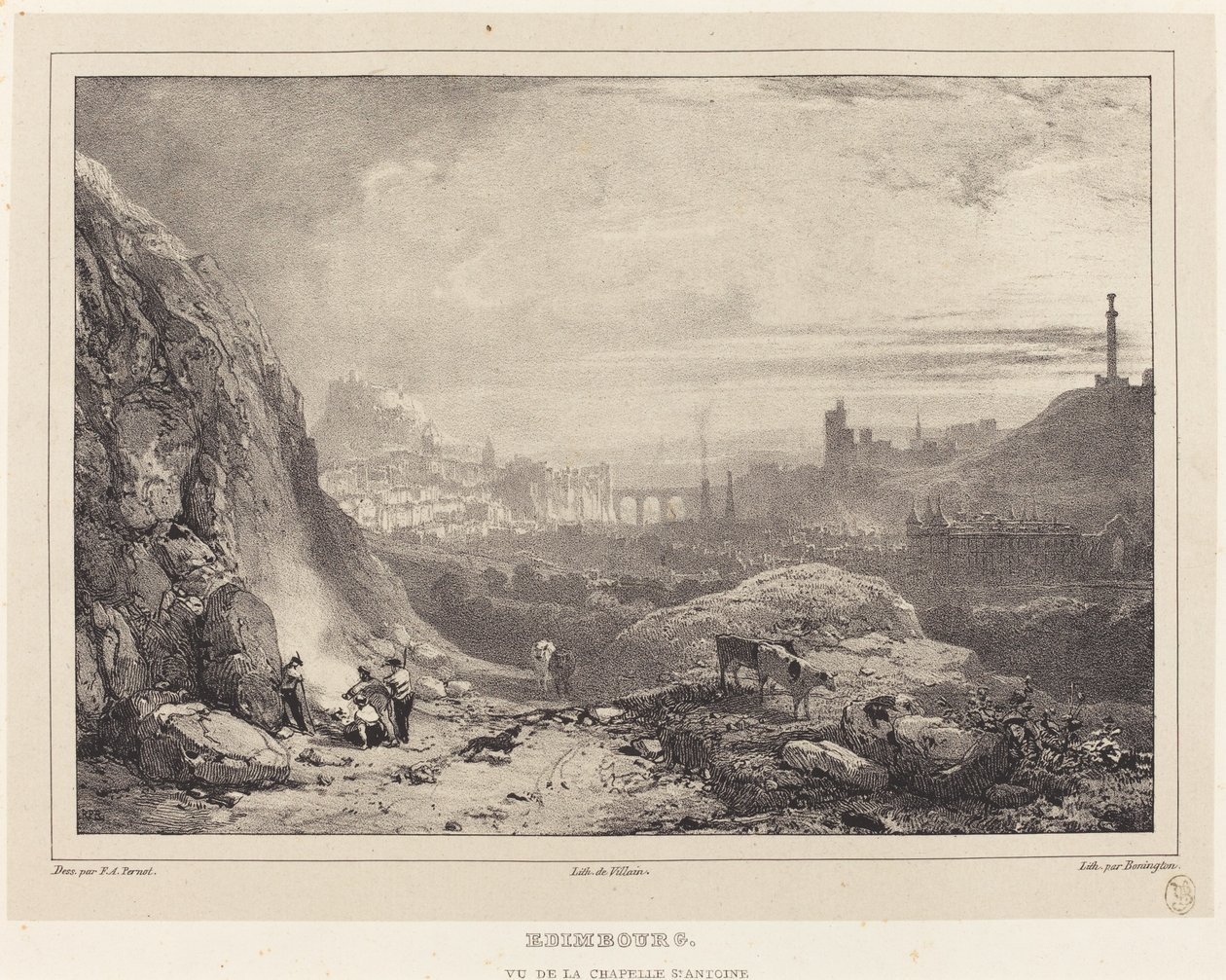 Edinburgh von der Kapelle Saint-Antoine aus gesehen von Richard Parkes Bonington after Francois Alexandre Pernot