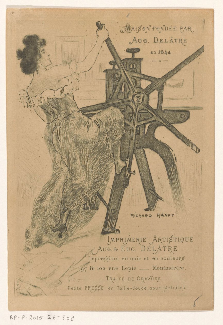 Visitenkarte der Drucker Auguste und Eugène Delâtre in Paris von Richard Ranft