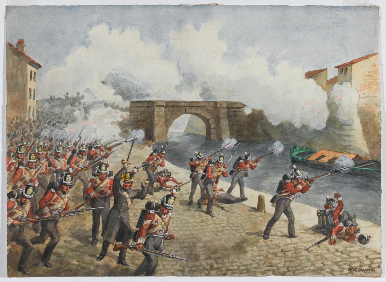 Das 27. Inniskilling Regiment in Toulouse, 10. April 1814, ca. 1900 von Richard Simkin