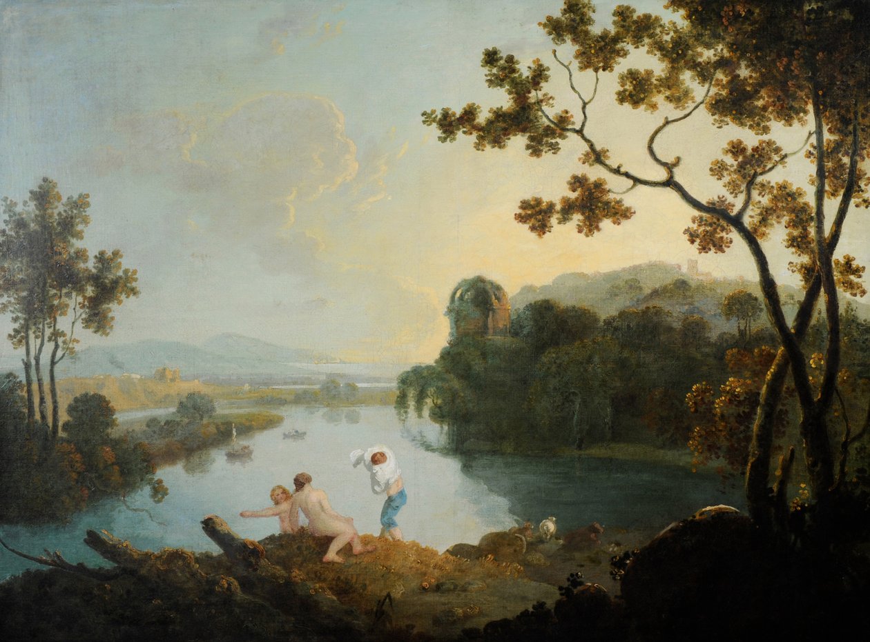 Klassische Landschaft mit badenden Jungen von Richard Wilson