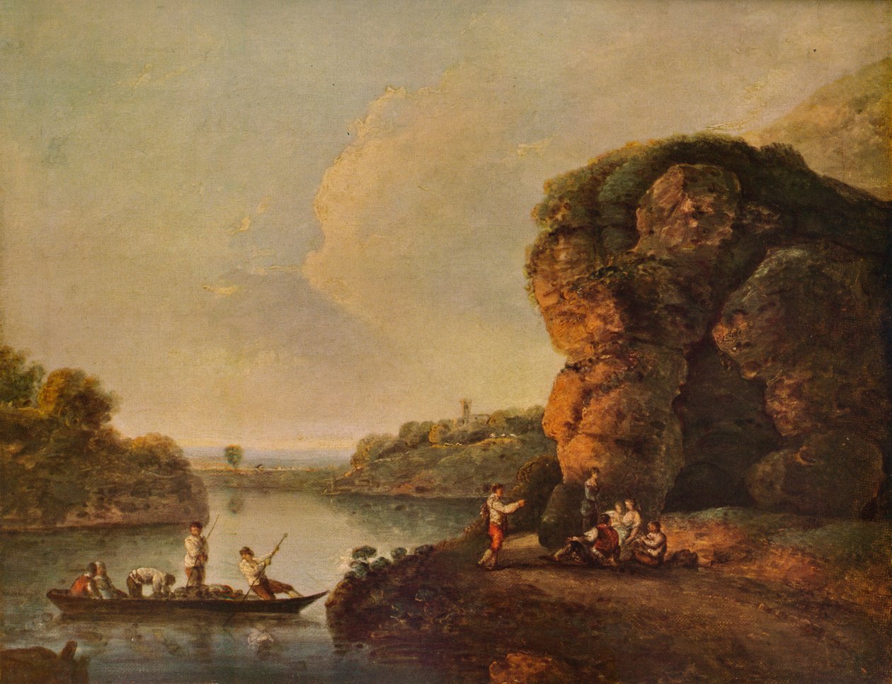 Landschaft mit Fluss und Booten von Richard Wilson