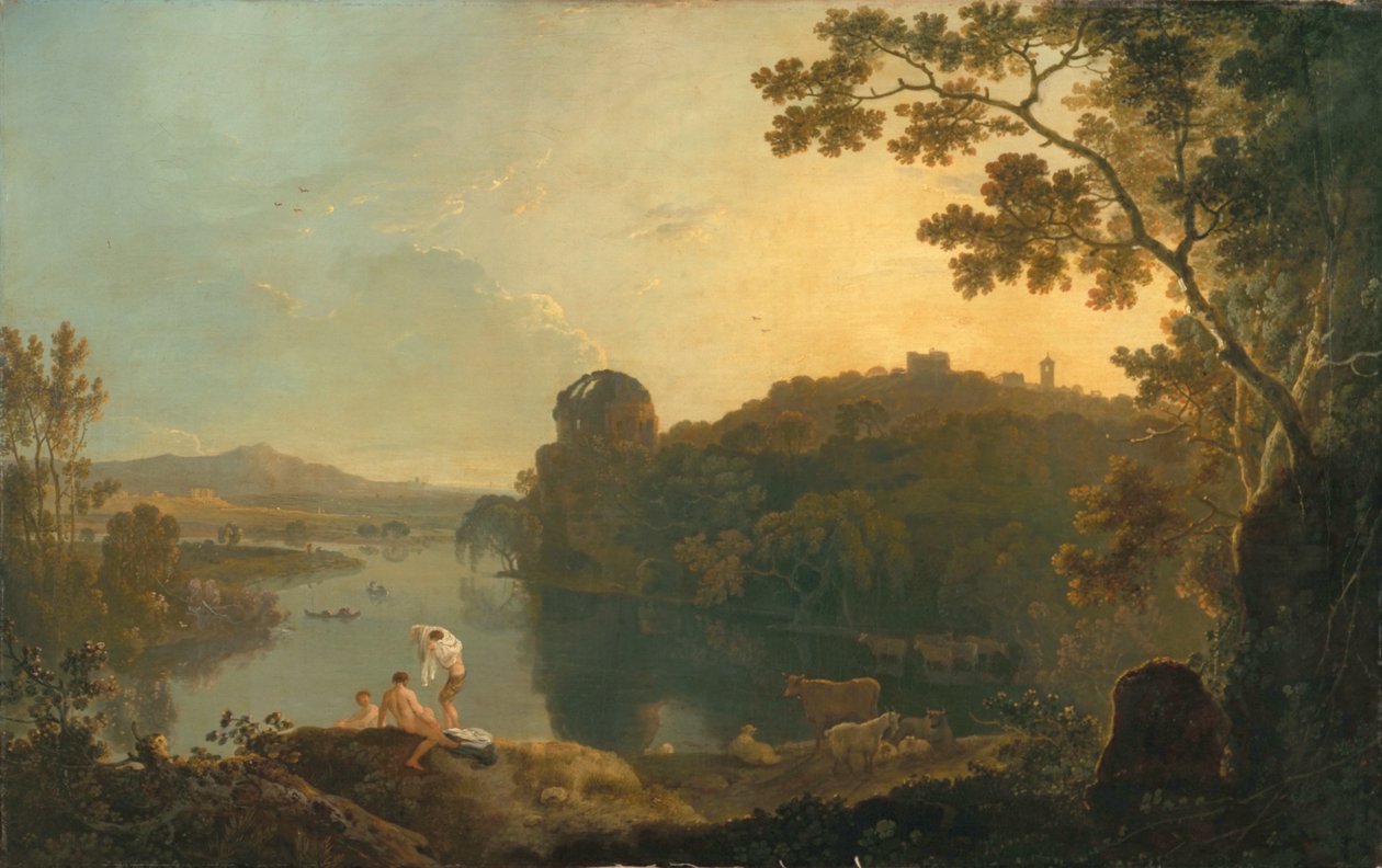 Flusslandschaft: Badende und Vieh, ca. 1763-65 von Richard Wilson