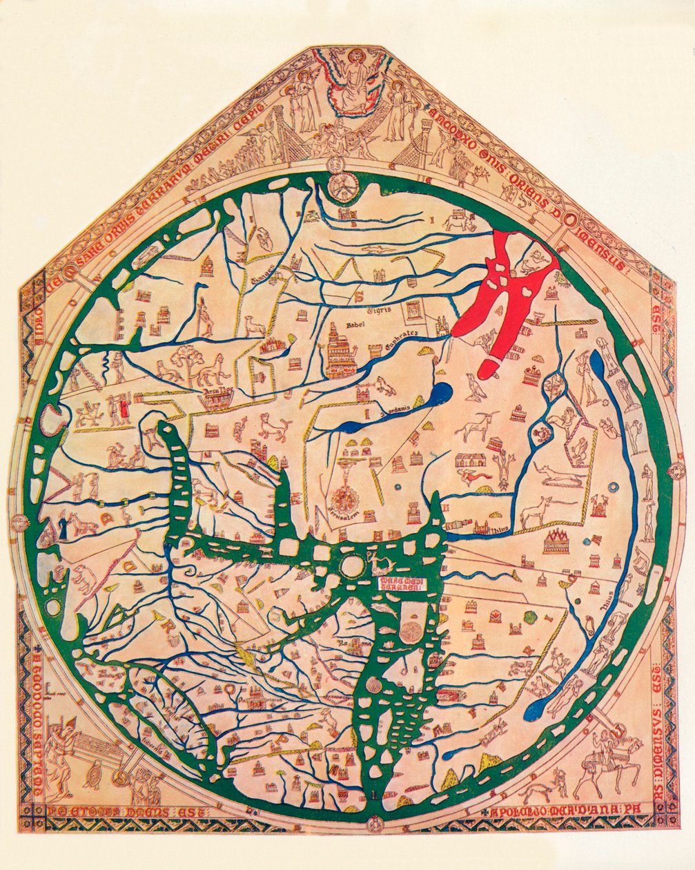 Die Hereford Mappa Mundi, ca. 1285, 1912 von Richard de Bello