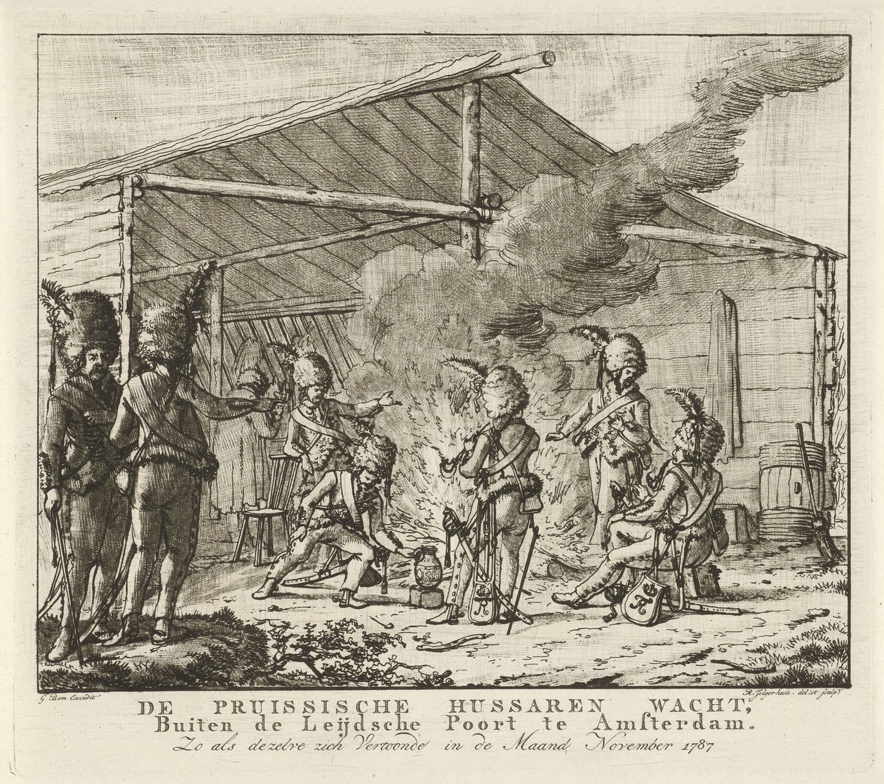 Die preußische Husarenwache am Leidse Tor in Amsterdam, 1787 von Rienk Jelgerhuis