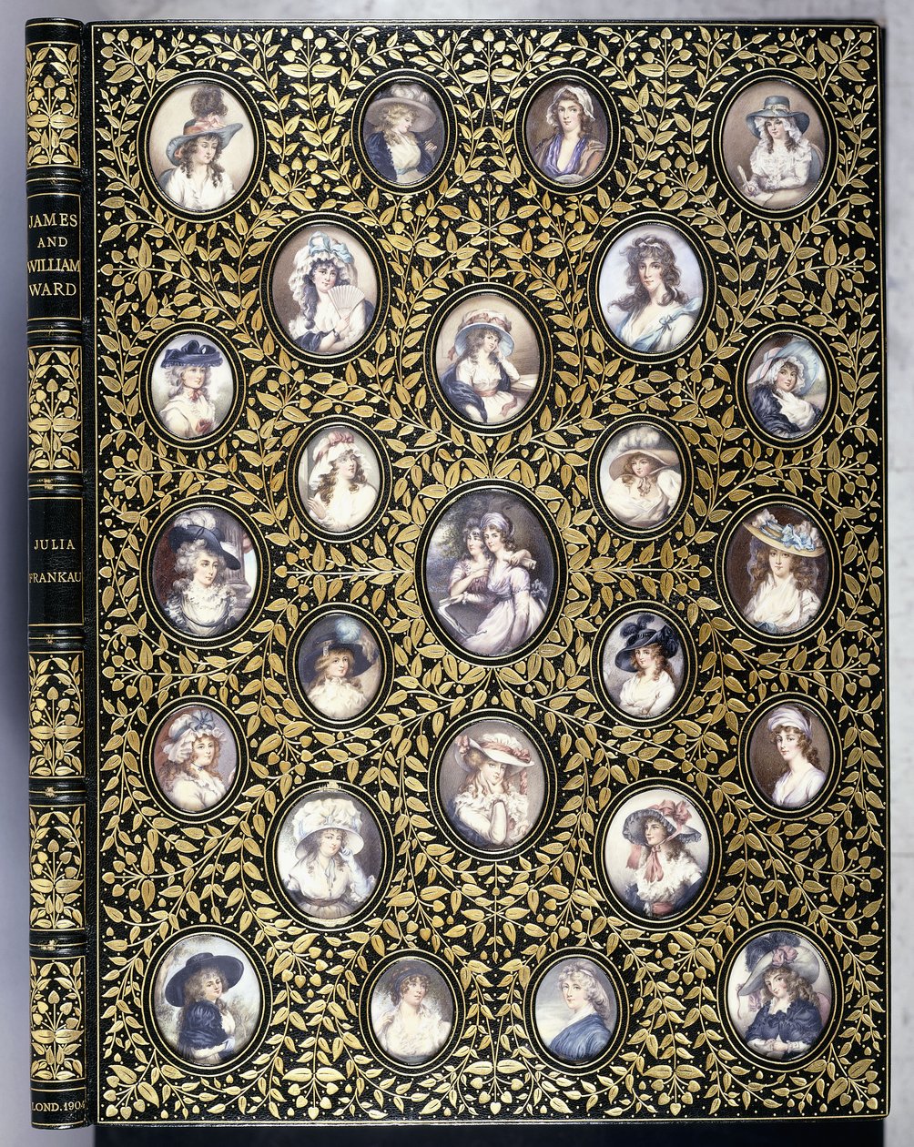 Ein Buchcover mit fünfundzwanzig Porträtminiaturen schöner Frauen, nach Wards 