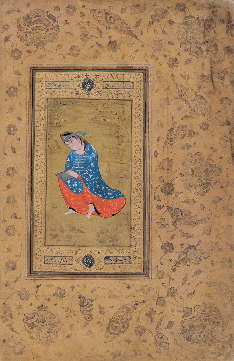 Eine Prinzessin in Blau und Orange, ca. 1575 von Riza i Abbasi
