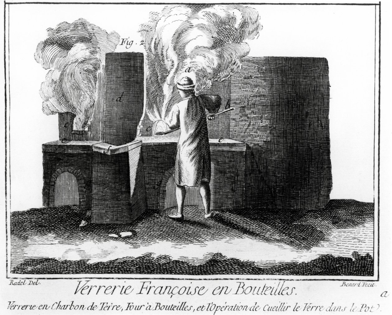 Glasmacherwerkstatt, aus der Enzyklopädie von Denis Diderot (1713-84) von Robert Benard
