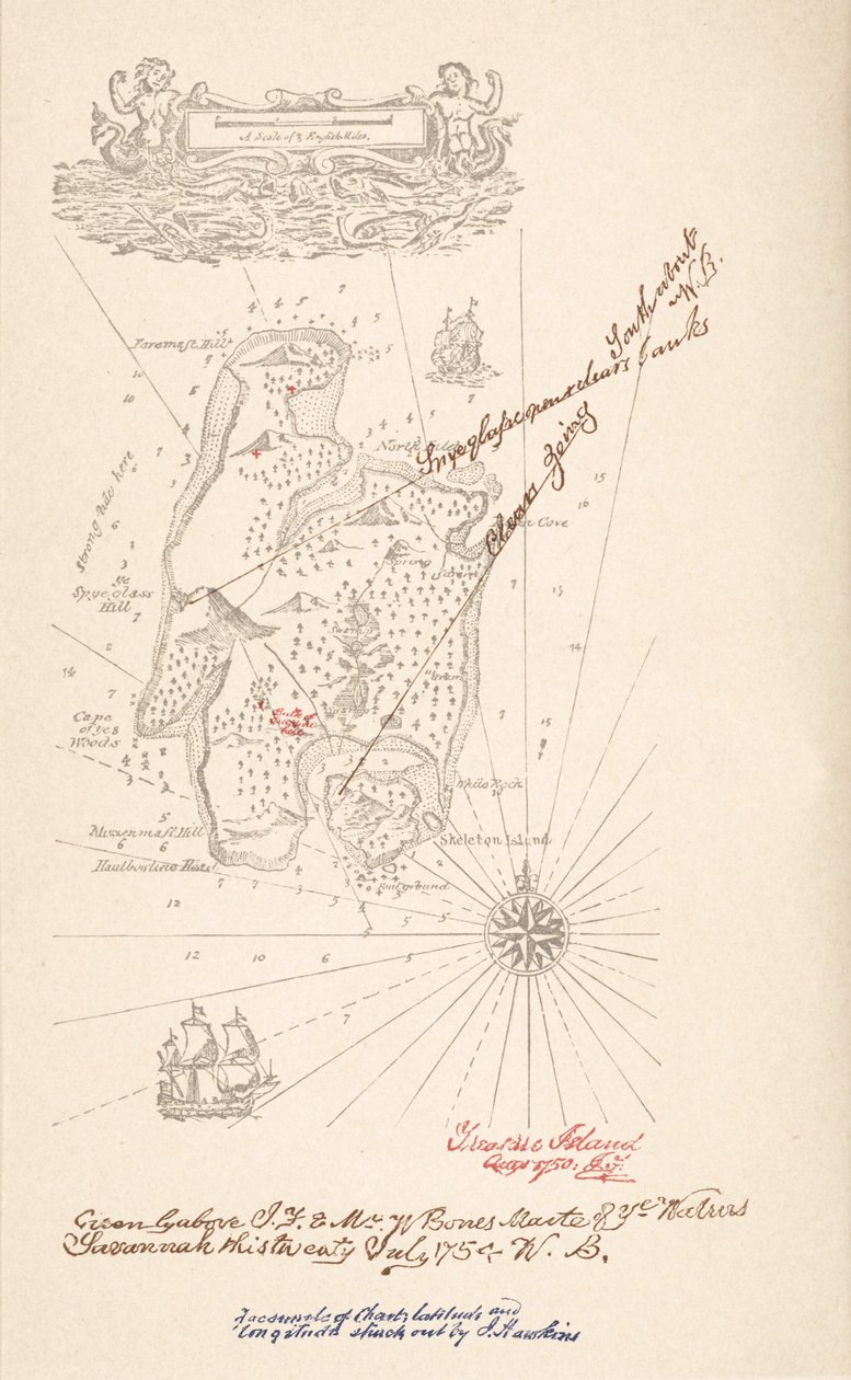 Karte der Schatzinsel, aus Schatzinsel von Robert Louis Stevenson, veröffentlicht 1883 von Robert Louis Stevenson