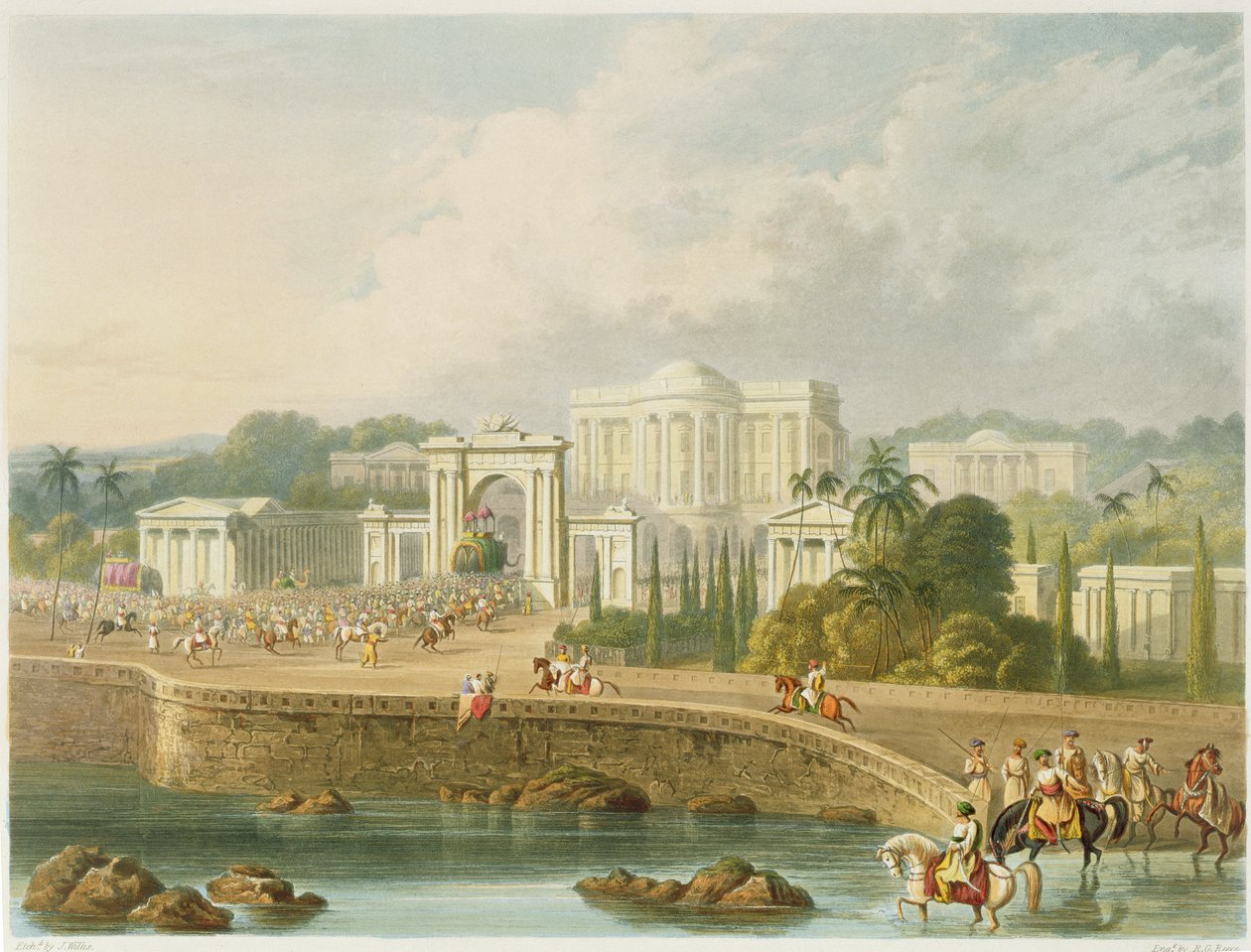 Die britische Residenz in Hyderabad im Jahr 1813, aus Band II von 