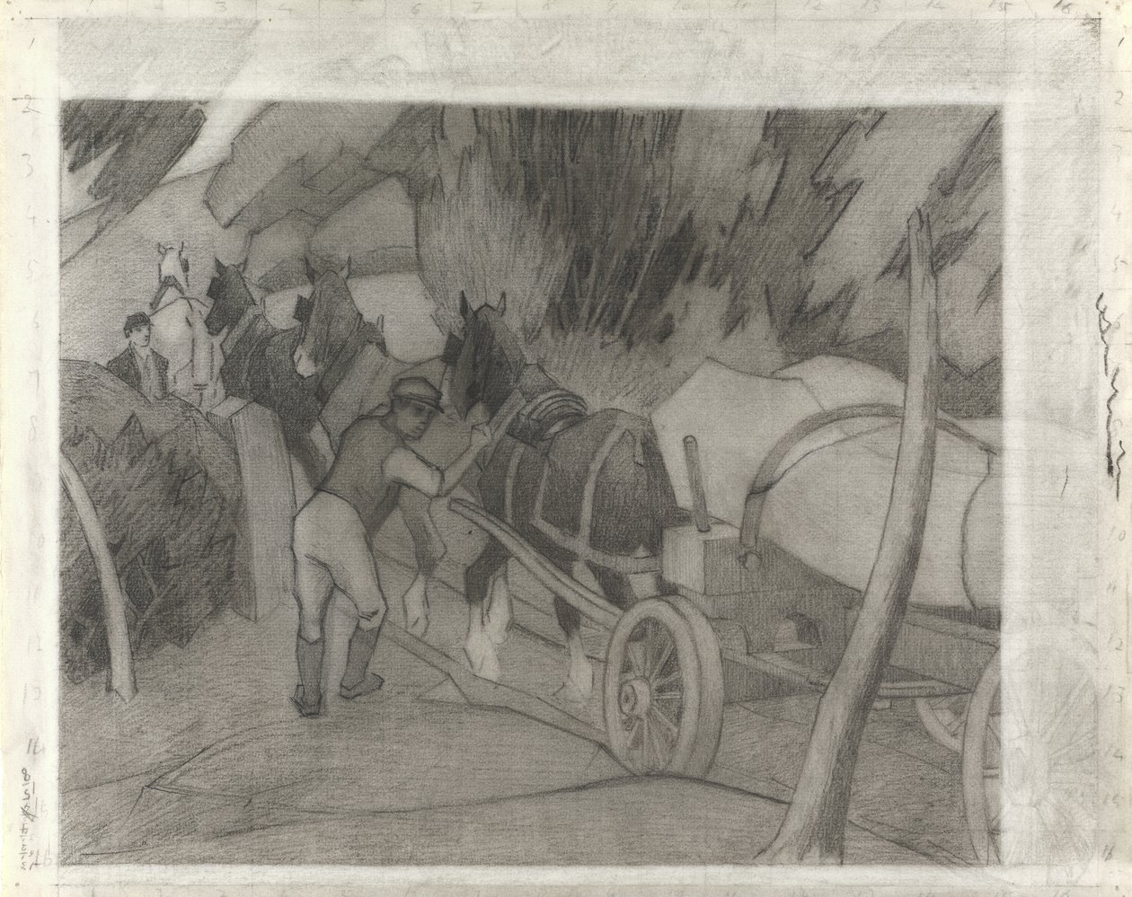 Holztransport, ca. 1917 von Robert Polhill Bevan