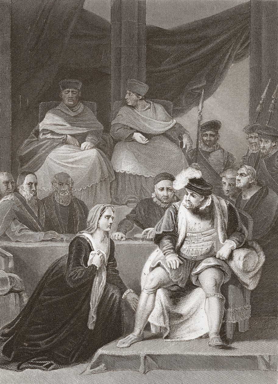 Prozess der Ehe von Heinrich VIII., graviert von A.H. Payne (Lithografie) von Robert (after) Smirke