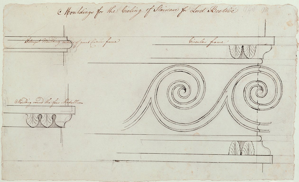 Entwurf für die Verzierungen auf der Treppe, Headfort House, 1772 von Robert Adam
