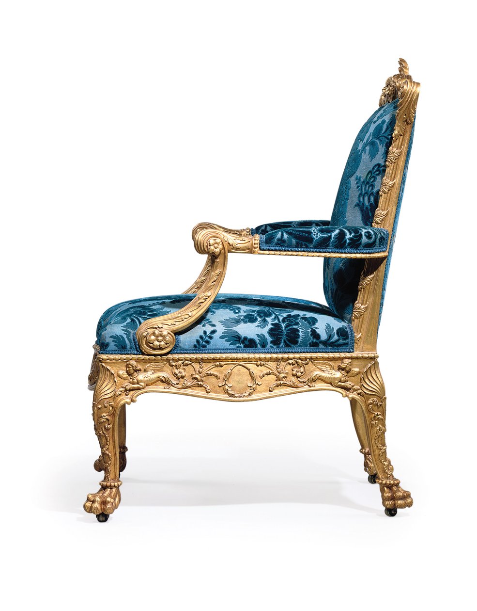 Einer von einem Paar George III vergoldeten Holzsesseln von Robert Adam