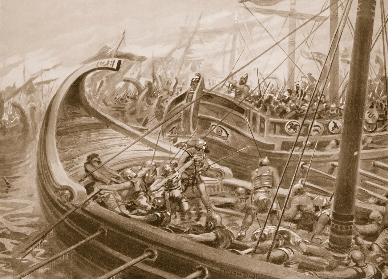 Die Phokäerflotte besiegt die Karthager, Illustration aus 