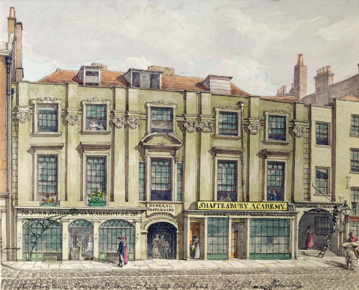 Shaftesbury House, Aldersgate Street, London, 1819 von Robert Blemell Schnebbelie