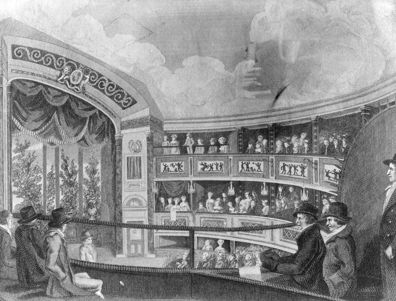 Das Innere des Olympic Theatre nahe Drury Lane, graviert von Henry Richard Cook, 1816 von Robert Blemell Schnebbelie