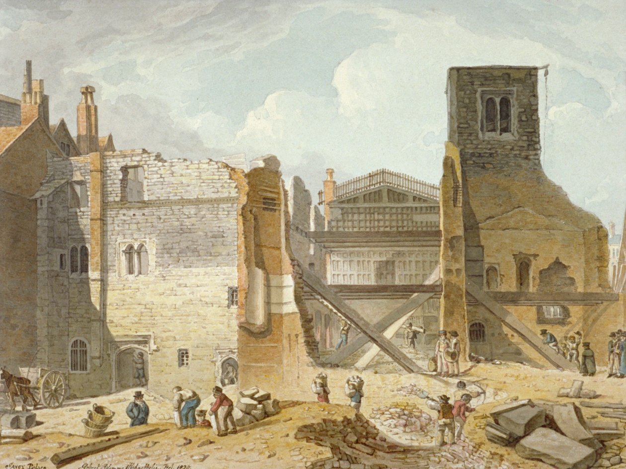 Ansicht des Abrisses des Savoy Palace, Westminster, London, 1820 von Robert Blemmell Schnebbelie
