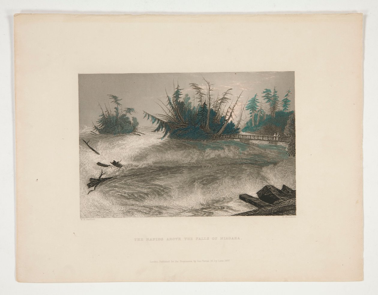 Die Stromschnellen oberhalb der Niagarafälle, Illustration für Nathaniel Parker Willis von Robert Brandard