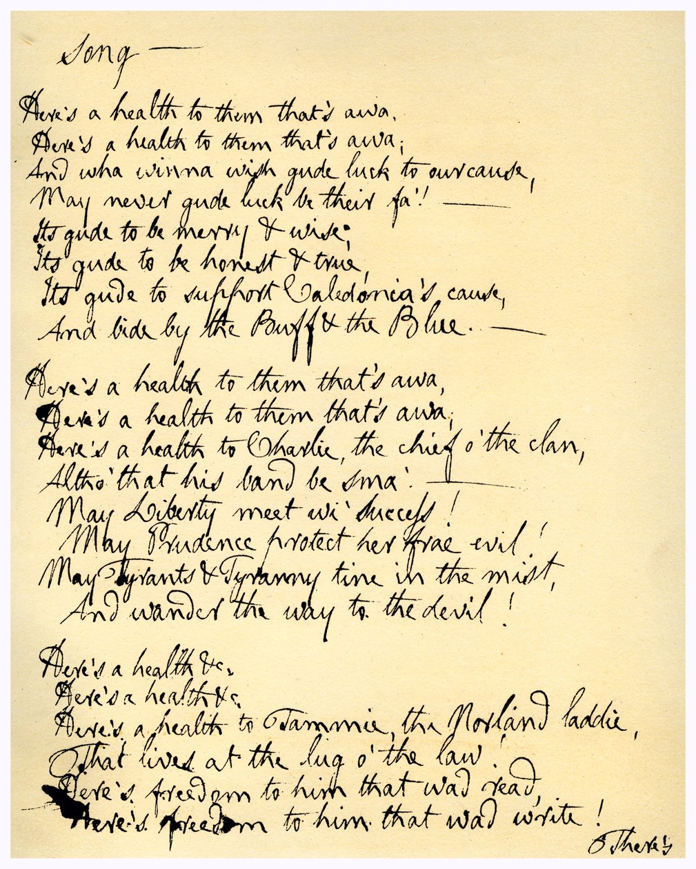 Ein Hoch auf die Abwesenden, ca. 1792 von Robert Burns