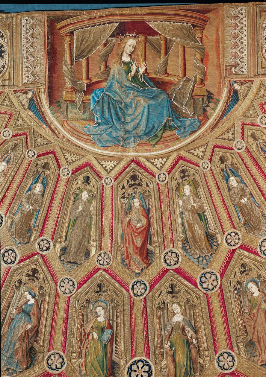 Heilige Maria, Engel und Heilige Frauen, Detail von Robert Campin