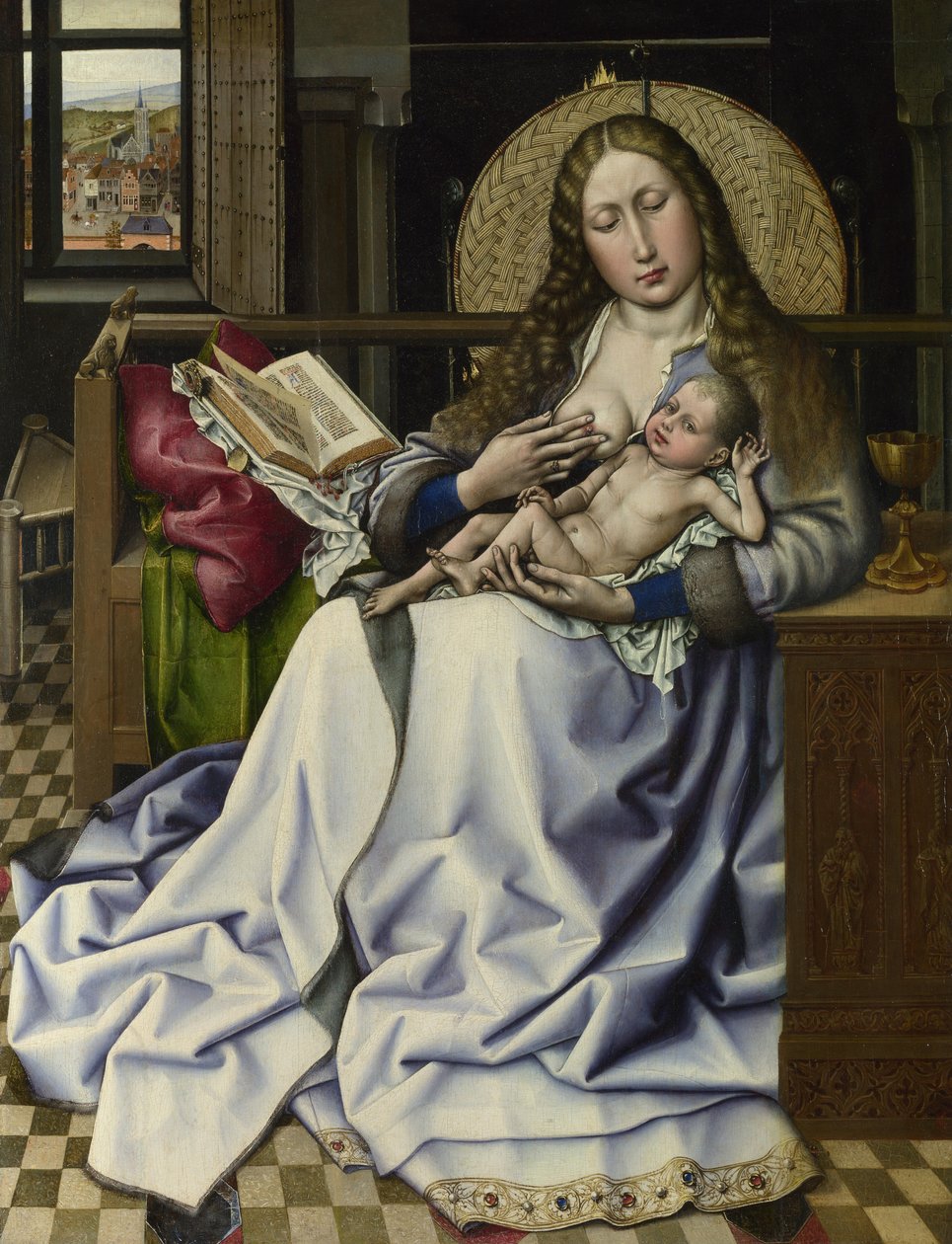 Die Jungfrau und das Kind vor einem Kaminschirm, ca. 1440 von Robert, Campin