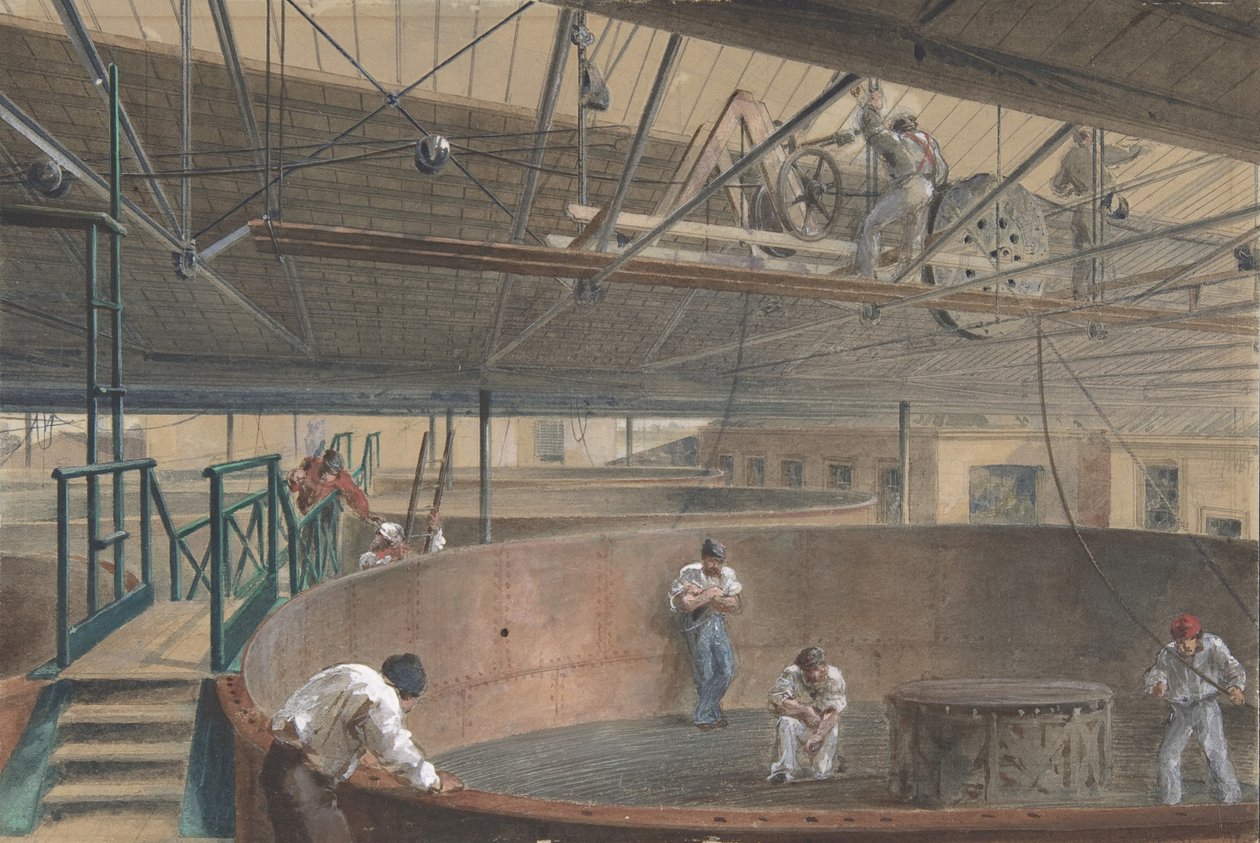 Kabelaufwicklung in den großen Tanks der Telegraphenbauwerke, 1865 von Robert Charles Dudley