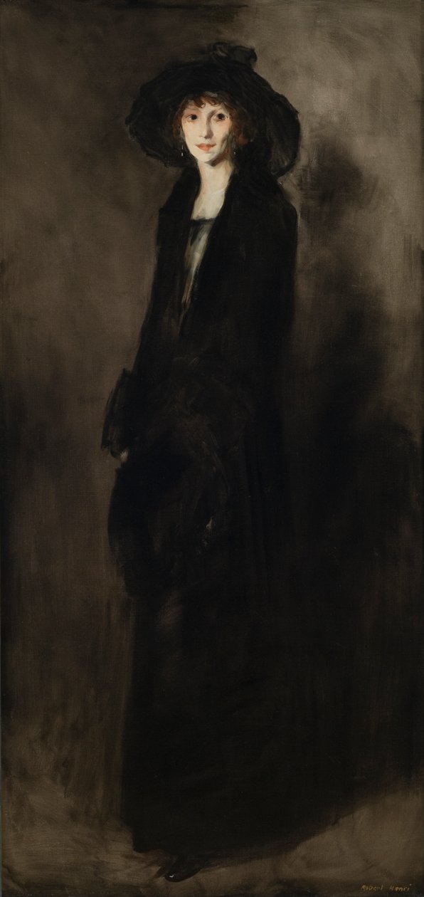 Dame in schwarzem Samt (Porträt von Eulabee Dix Becker) 1911 von Robert Cozad Henri