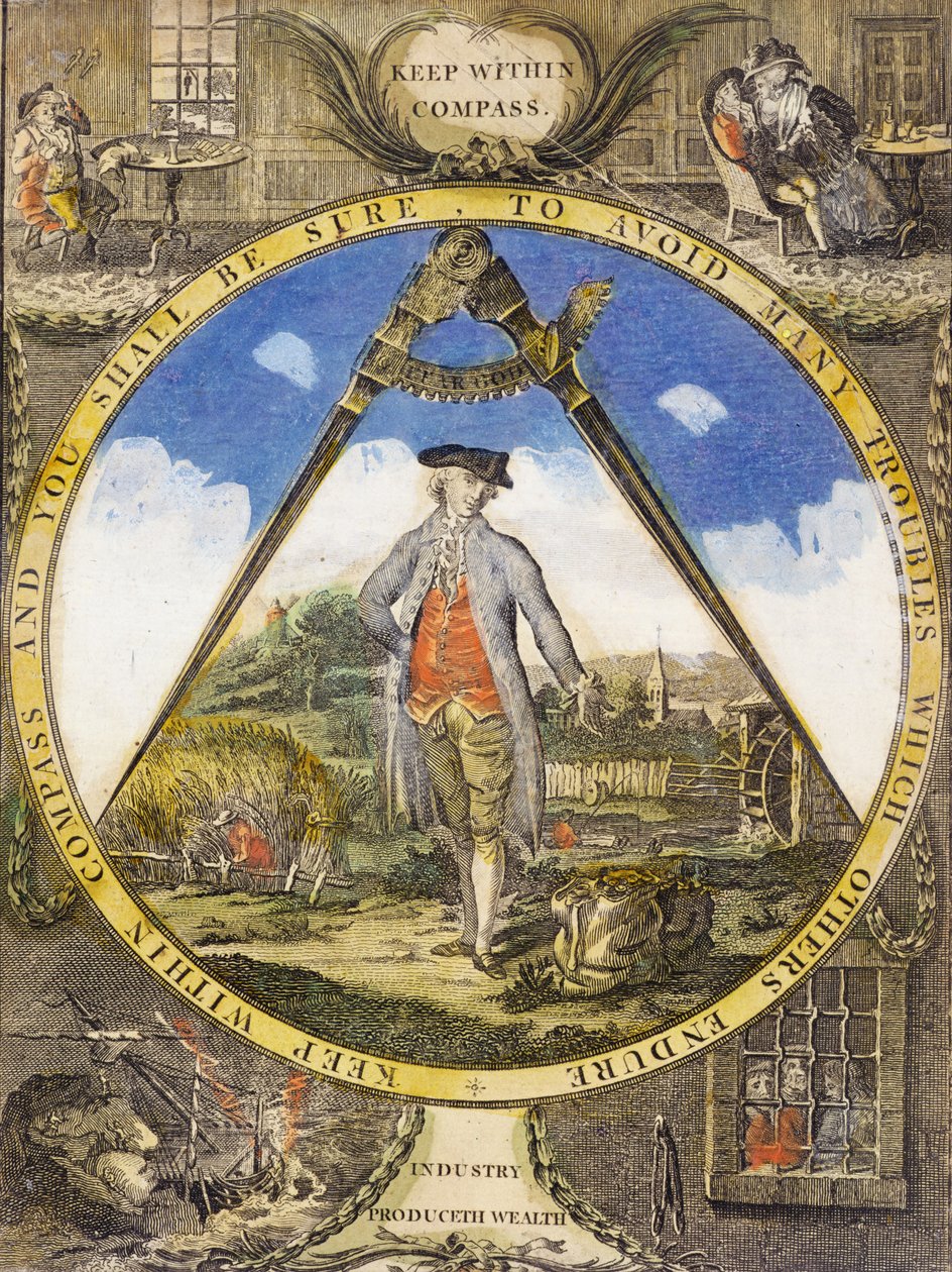 Bleib im Rahmen, ca. 1784 (handkolorierte Radierung und Gravur) von Robert Dighton